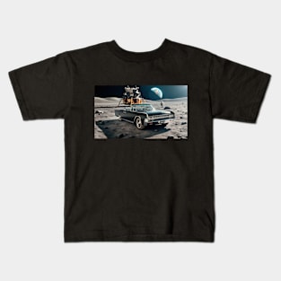 1963 Lincoln Continental Convertible on the Moon Kids T-Shirt